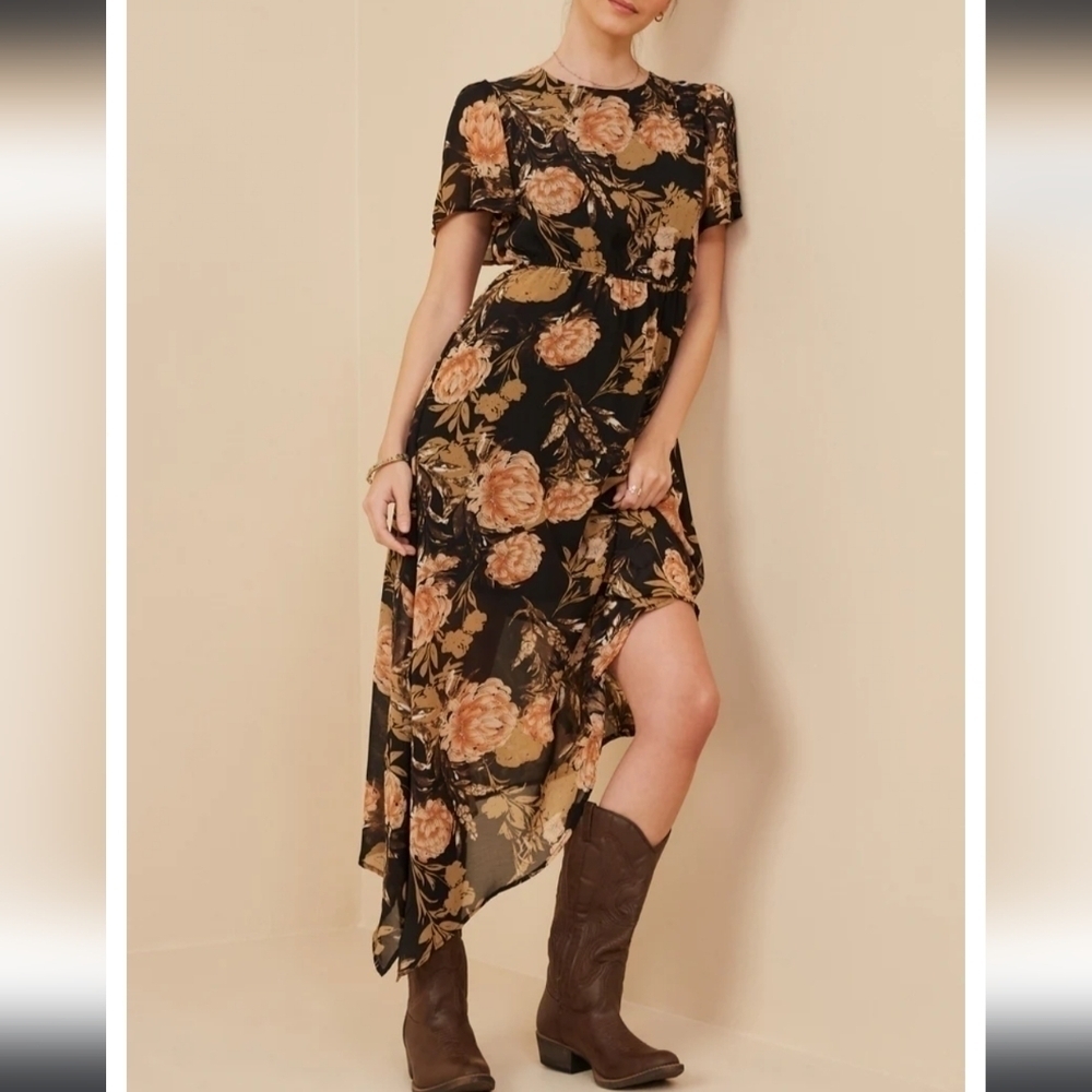 Hayden plural midi dress with asymmetrical